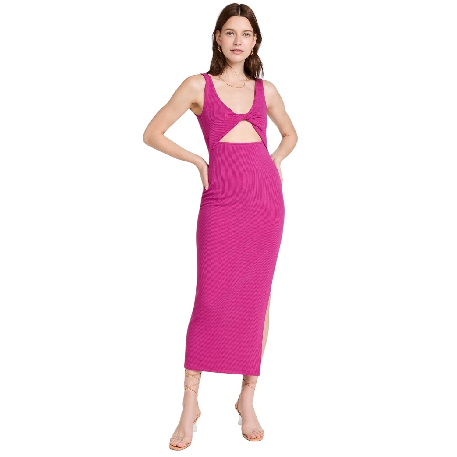 L*Space Magenta Cutout Midi Dress Nwt